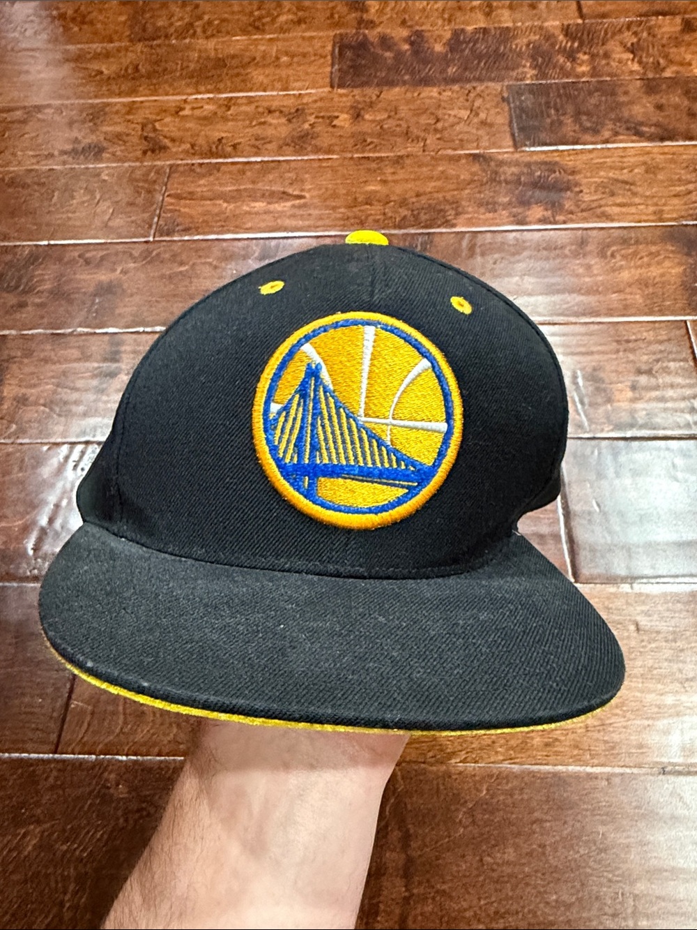 Mitchell & Ness Black Snapback with Yellow Stitching